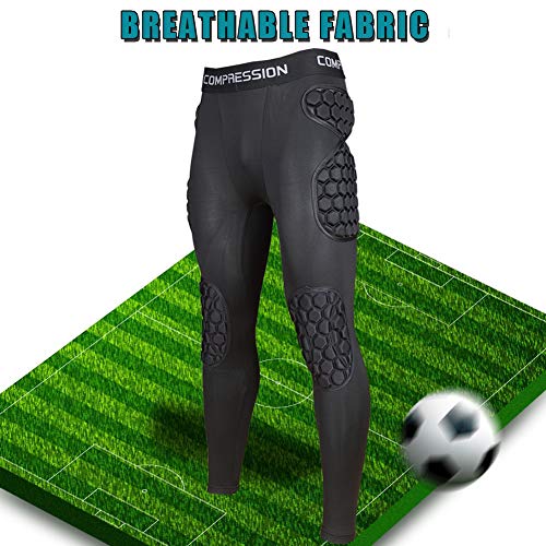 Shinestone Adult Men's Goalkeeper Armor BodyShield Padded Compression Pants with Sponge Protector for Football Baseball(Pants-03, Small) - Image 3