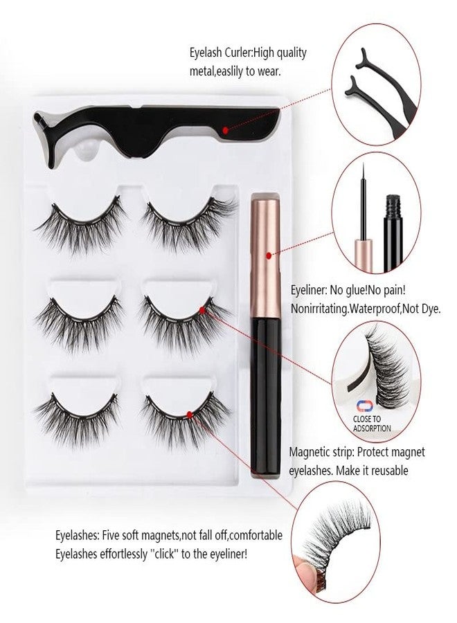 BEEBIRD Magnetic False Eyelashes with Eyeliner Kit - Natural Looking Eyelash (3 Pairs) for Eye Makeup | 5D Faux Mink Lashes | Waterproof Magnetic Liquid Eye Liner - Image 5