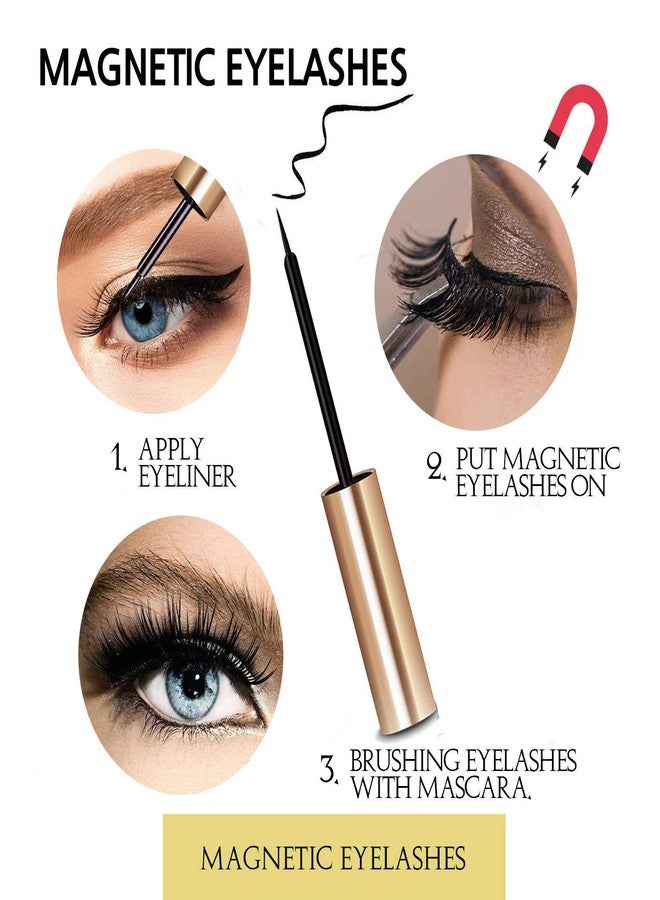 BEEBIRD Magnetic False Eyelashes with Eyeliner Kit - Natural Looking Eyelash (3 Pairs) for Eye Makeup | 5D Faux Mink Lashes | Waterproof Magnetic Liquid Eye Liner - Image 3