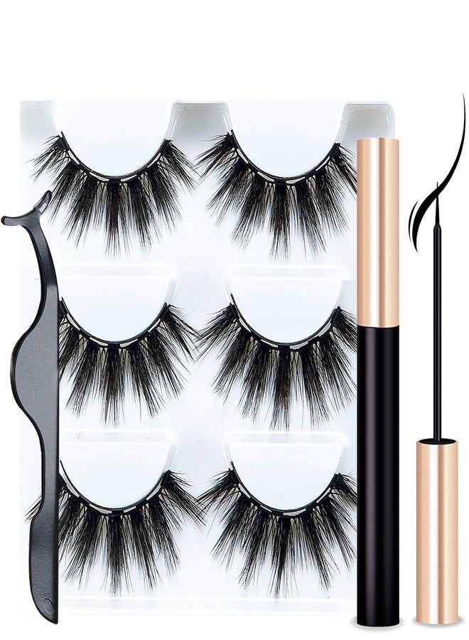 BEEBIRD Magnetic False Eyelashes with Eyeliner Kit - Natural Looking Eyelash (3 Pairs) for Eye Makeup | 5D Faux Mink Lashes | Waterproof Magnetic Liquid Eye Liner - Image 1