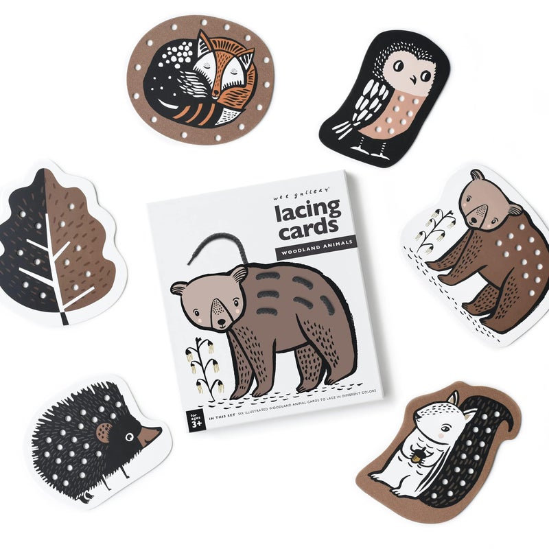 Wee Gallery Woodland Lacing Cards Sewing Board and Travel Game for Toddlers and Preschoolers Fine Motor Skills Toy MontessoriInspired Educational Kids Craft Activity for Ages 3 - Image 3