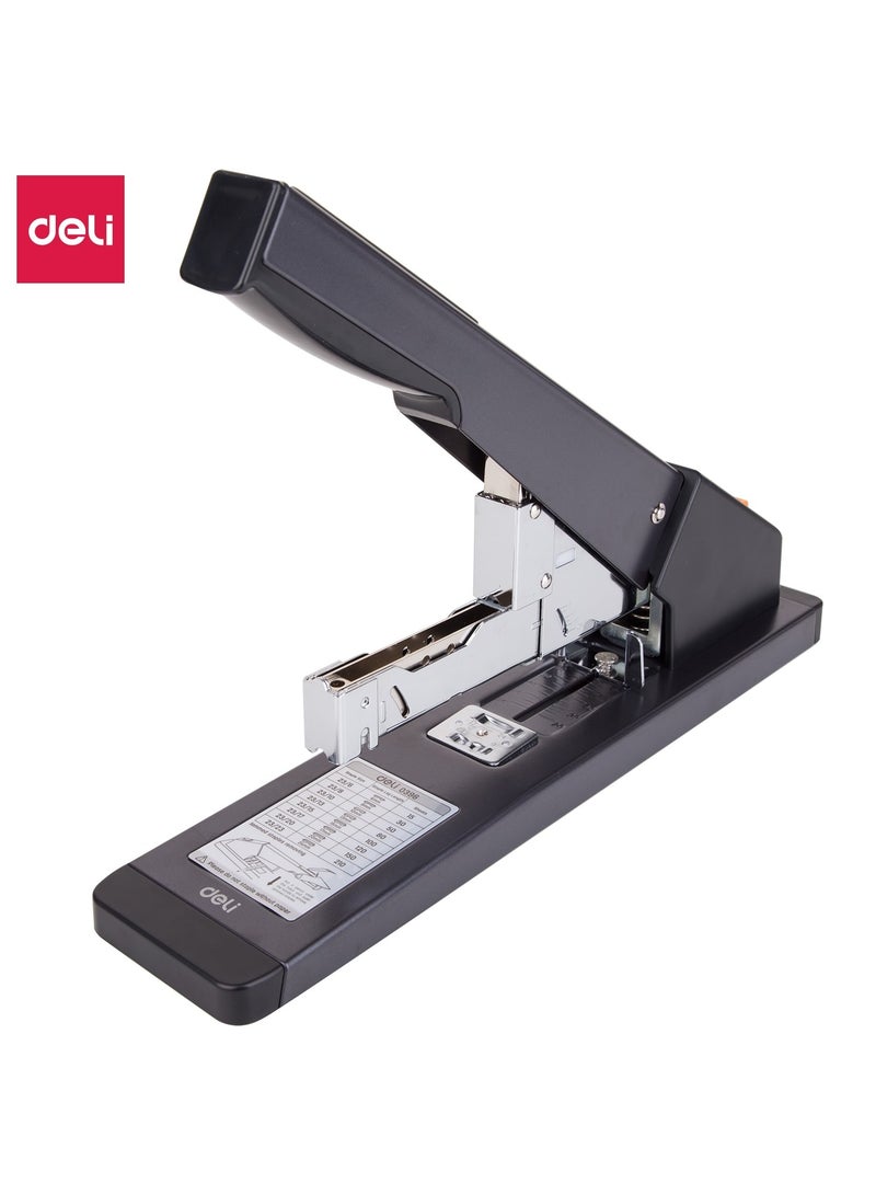 Deli E0396 Heavy Duty Stapler for 210 Sheets Max, Compatible with 23/6~23/23 Staples, TPE Cap, Metal Handle, Metal Base, SPCC Metal Structure, Black -School & Office Use – 1PCS/Color Box