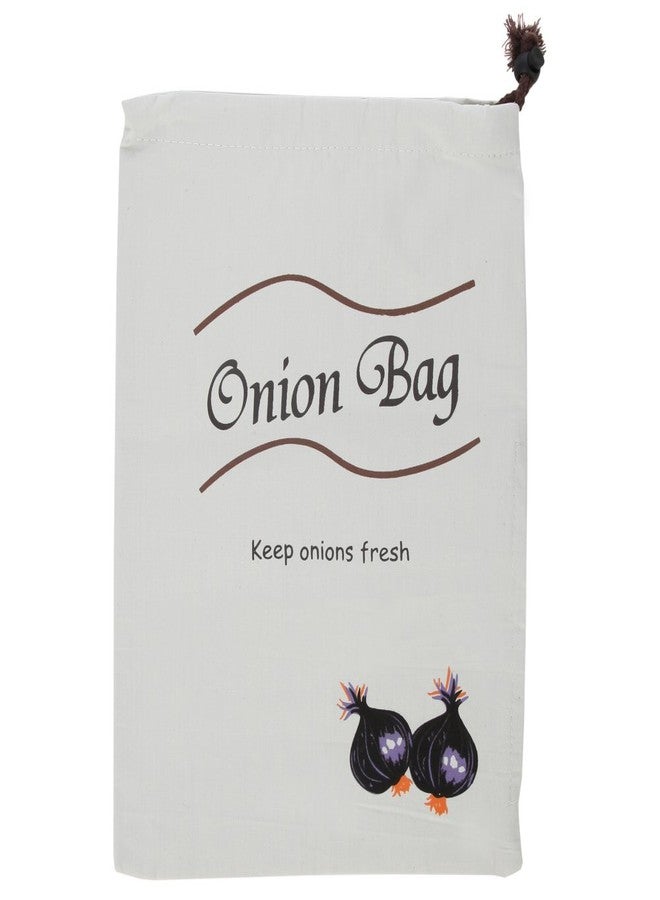 Home-X Drawstring Vegetable Bag, Designed to Keep Onions Fresh for Longer, White (Holds 10lbs) - Image 2