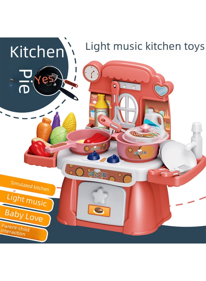 Children's Play House Toy Mini Kitchen Boys And Girls Birthday Gift Cooking Cooking Kitchenware Suit-Color:24-piece Set +14-piece Barbecue Set: With Sound And Light With Water + Battery * 3 Tablets + Screwdriver * 1  - Image 2