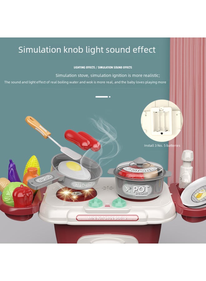 Children's Play House Toy Mini Kitchen Boys And Girls Birthday Gift Cooking Cooking Kitchenware Suit-Color:24-piece Set +14-piece Barbecue Set: With Sound And Light With Water + Battery * 3 Tablets + Screwdriver * 1  - Image 5