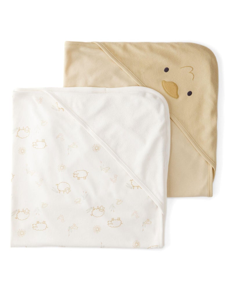 Carter's Baby Hooded Towel (2-pk Yellow/Ivory) - Image 1