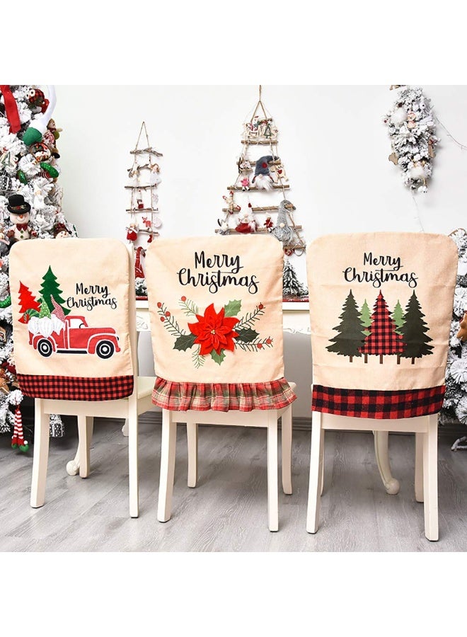 كفر كرسي كاروهات غطاء كرسي زينة عيد الميلاد، قبعة سانتا كلوز،  طاولة عشاء عيد الميلاد عدد 6 - Image 2