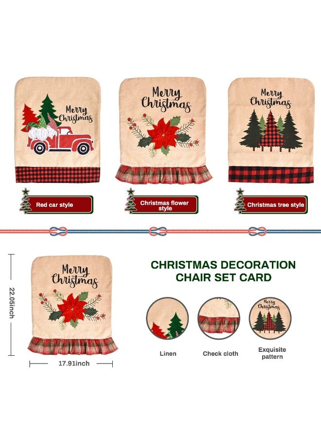 كفر كرسي كاروهات غطاء كرسي زينة عيد الميلاد، قبعة سانتا كلوز،  طاولة عشاء عيد الميلاد عدد 6 - Image 3