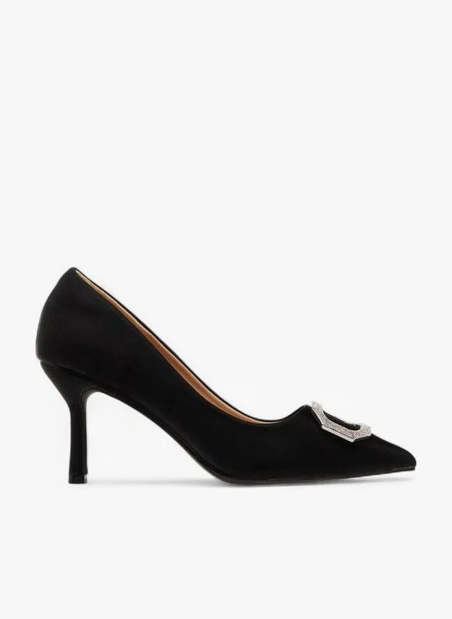 Flora Bella By Shoexpress Embellished Pointed Toe Slip-On Pumps with Stiletto Heels