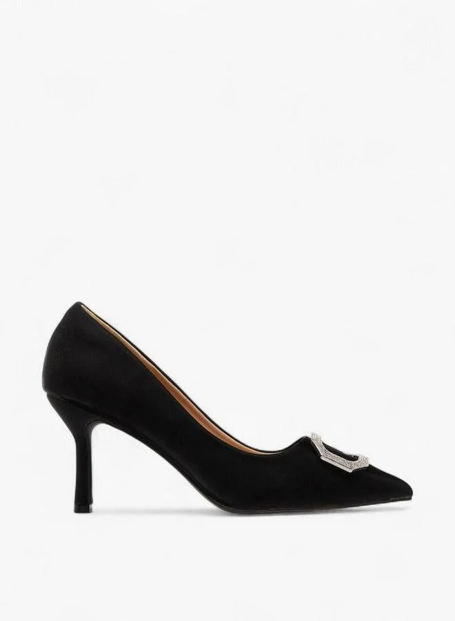 Flora Bella By Shoexpress Embellished Pointed Toe Slip-On Pumps with Stiletto Heels