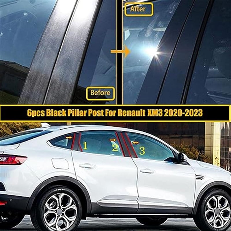 Wivplex 6Pcs Glossy Black Car Window Trim Cover for Renault - Image 5