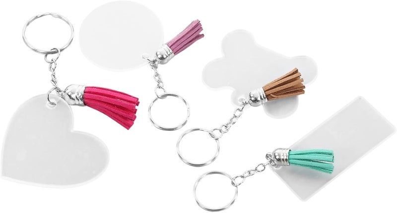 KunEchevyr DIY Keychain Set with Special Shape Acrylic Blanks, Wireless Craft Kit for Handmade Key Chains, Includes Tassels and Key Rings for Backpack and Pendant Crafts - Image 5