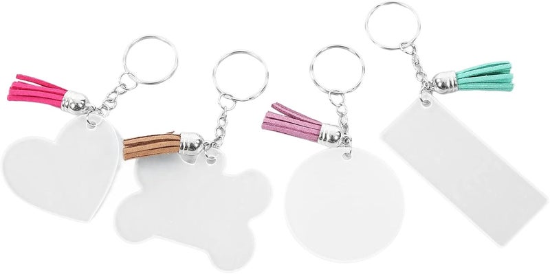 KunEchevyr DIY Keychain Set with Special Shape Acrylic Blanks, Wireless Craft Kit for Handmade Key Chains, Includes Tassels and Key Rings for Backpack and Pendant Crafts - Image 3