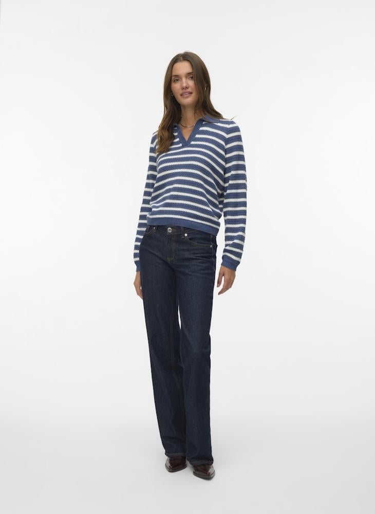 VERO MODA Vmgorgeous Long Sleeve V-Neck Polo Pullover Sweater - Image 4