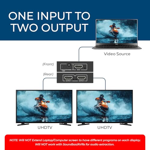 OREI HDMI Splitter 1 in 2 Out For TV Mirror Only Not for Multi Monitors No HDCP bypass USB Powered No Adapter Included1080P60Hz 4K30Hz Resolutions HDMI Splitter HD102 - Image 3