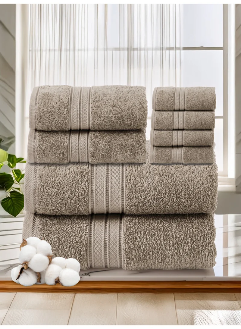 Donetella 8 Pcs Premium Towel Set - 2 Bath Towels, 2 Hand Towels & 4 Washcloths | 100% Combed Cotton 600 GSM | Quick Dry, Ultra-Absorbent, Thick & Plush | Ideal for Bath, Spa, Gym, Hotel & Everyday Luxury