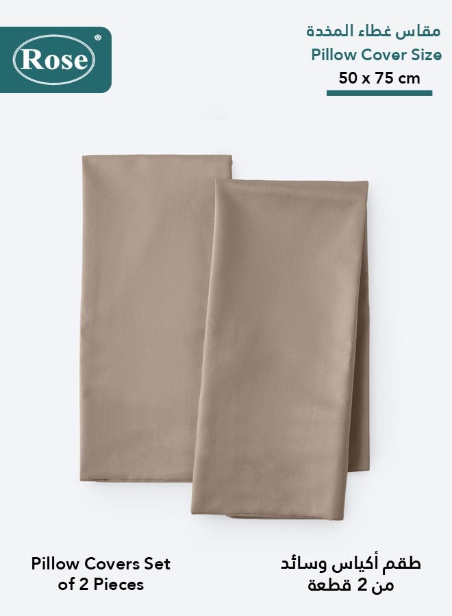 Rose Luxurious Plain Pillow Covers Set with Envelop Closure Design, Pillowcases 2-Pieces Set, Soft & Cozy Microfiber Breathable and Cooling, Standard Size 50×75 cm, Mocha - Image 2