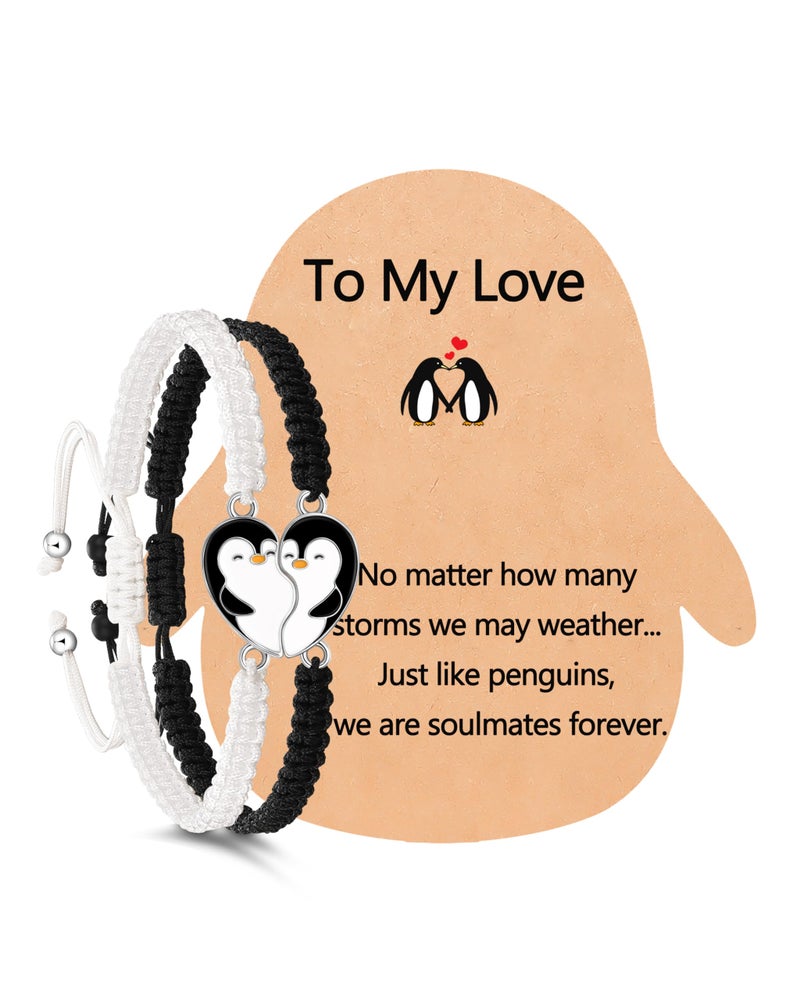 UNGENT THEM Valentines Day Gifts for Him Her Boyfriend Girlfriend Birthday Couples Bracelets Matching Long Distance Relationship Christmas Anniversary Cute Romantic I Love You Penguin Gifts Women Men - Image 1