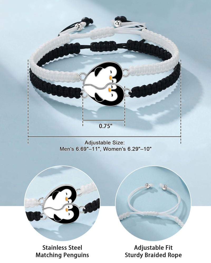 UNGENT THEM Valentines Day Gifts for Him Her Boyfriend Girlfriend Birthday Couples Bracelets Matching Long Distance Relationship Christmas Anniversary Cute Romantic I Love You Penguin Gifts Women Men - Image 4