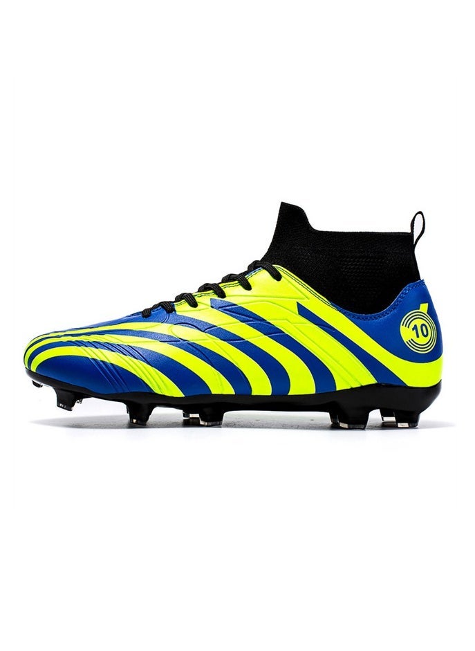Professional training football shoes, high-top stripes, non-slip and wear-resistant, unisex, blue-green - Image 1