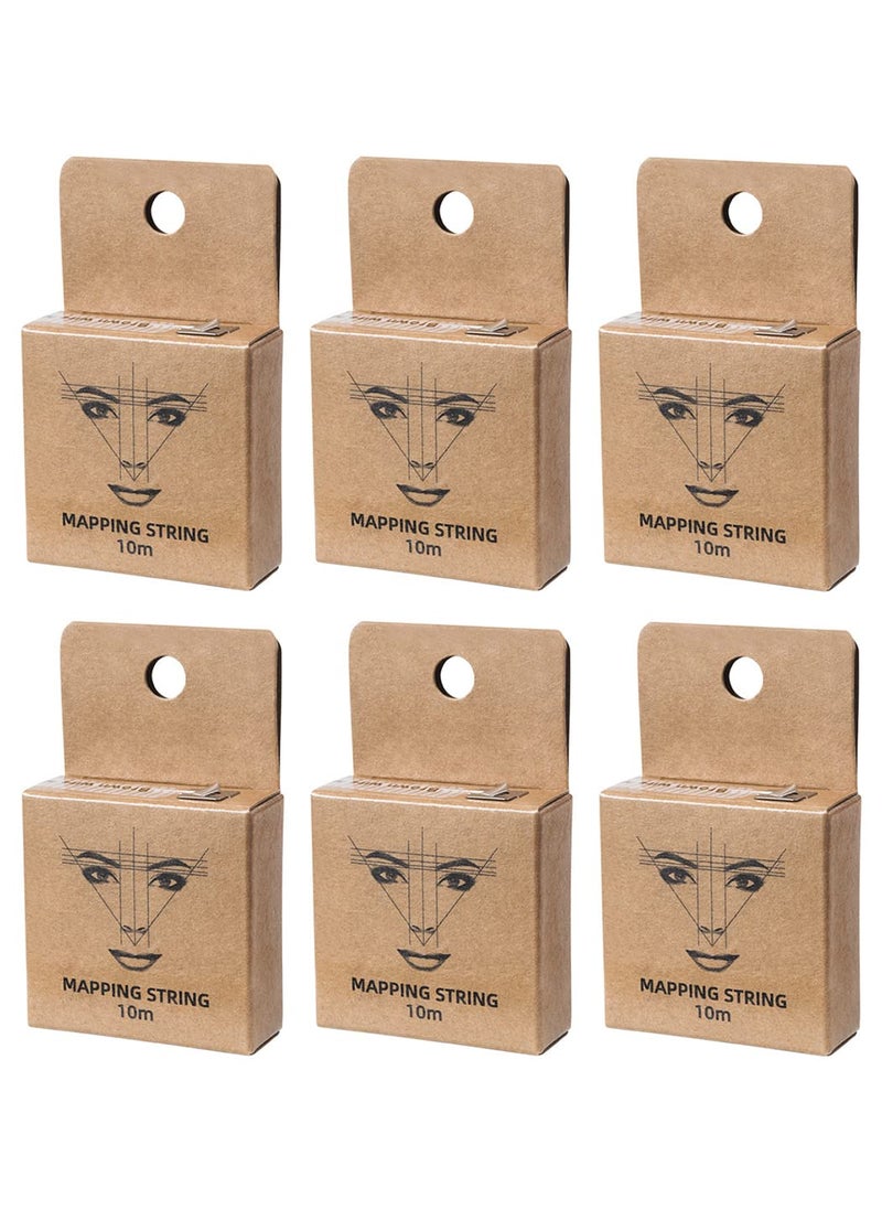 XIAOYU XIAOYU 10M PreInked Mapping String for Eyebrow Measuring Brow Mapping Thread for Eyebrow Makeup 6 Pack Brown Ink 