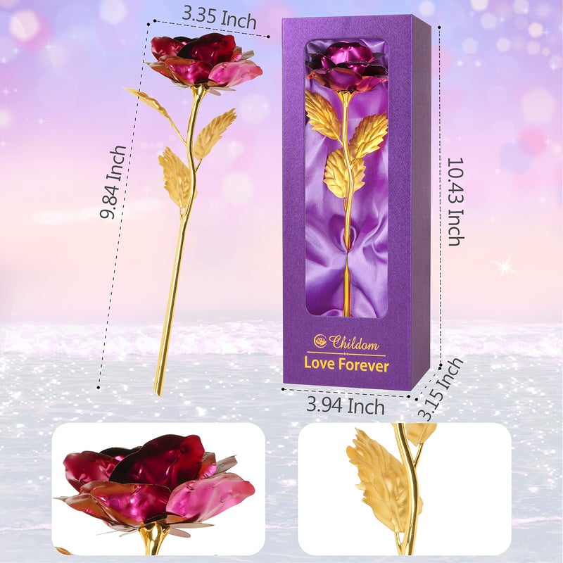 Childom Birthday Gifts for Women,Christmas Rose Gifts for Mom,Purple Rose Present for Her,Wife,Sweet Artificial Flower for Grandma,Daughter,Women,Christmas,Birthday,Anniversary,Valentines,Mothers Day - Image 4
