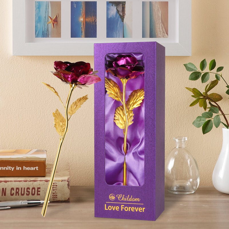 Childom Birthday Gifts for Women,Christmas Rose Gifts for Mom,Purple Rose Present for Her,Wife,Sweet Artificial Flower for Grandma,Daughter,Women,Christmas,Birthday,Anniversary,Valentines,Mothers Day - Image 2