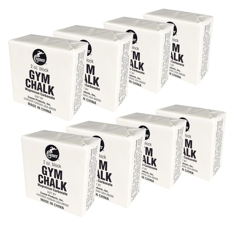 Cramer Gym Chalk Block, 8-Pack of 2 oz, Magnesium Carbonate for Powerlifting, Rock Climbing, Gymnastics, Crossfit, Weightlifting & Bouldering, Use in Chalk Balls & Bags, Superior Grip, 1lb Total - Image 1
