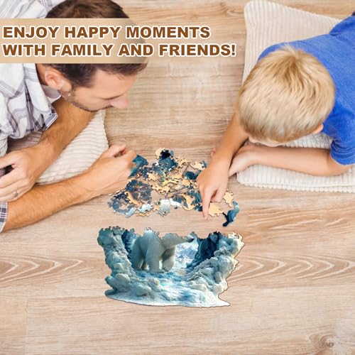 Jigfoxy Wooden Puzzle for Adults Polar Bear Jigsaw Puzzles for Adult Unique Animal Shape Wood Cut Puzzles Christmas Thanksgiving Gifts for Friends Family M114 114in190pcs - Image 5