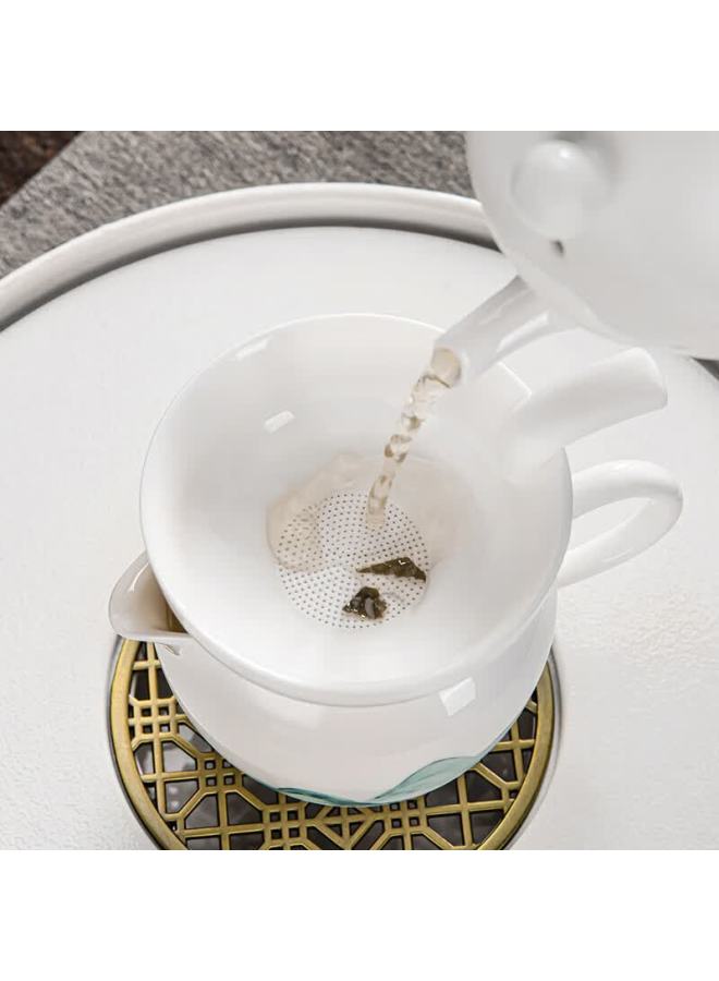 Qixuanyuan Jade And Porcelain Kung Fu Tea Set Gift Box For Home And Office Use, Includes Gaiwan And Teacups, Complete Set For Festivals And Annual Meetings, Gift-giving - Image 3