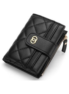 Generic Minimalist Small Zipper Wallets for Women, Slim Bifold PU Leather Credit Card Holder Wallets With ID Window, Ladies Clutch Purses Mini Coin Purse, Black  - Image 1