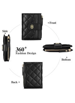Generic Minimalist Small Zipper Wallets for Women, Slim Bifold PU Leather Credit Card Holder Wallets With ID Window, Ladies Clutch Purses Mini Coin Purse, Black  - Image 2