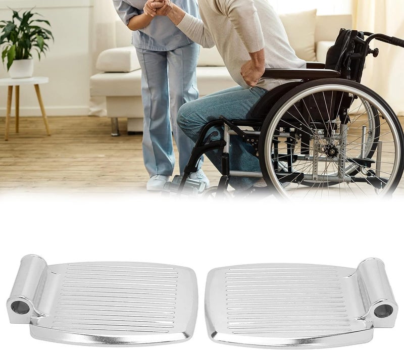 klarako Replacement Wheelchair Footrest 2Pcs Wheelchair Footrests Aluminum Alloy Replacement Wheelchair Foot Pedal Wheelchair Footplate Pedal Accessory Striped Texture Foot Leg Rests - Image 1