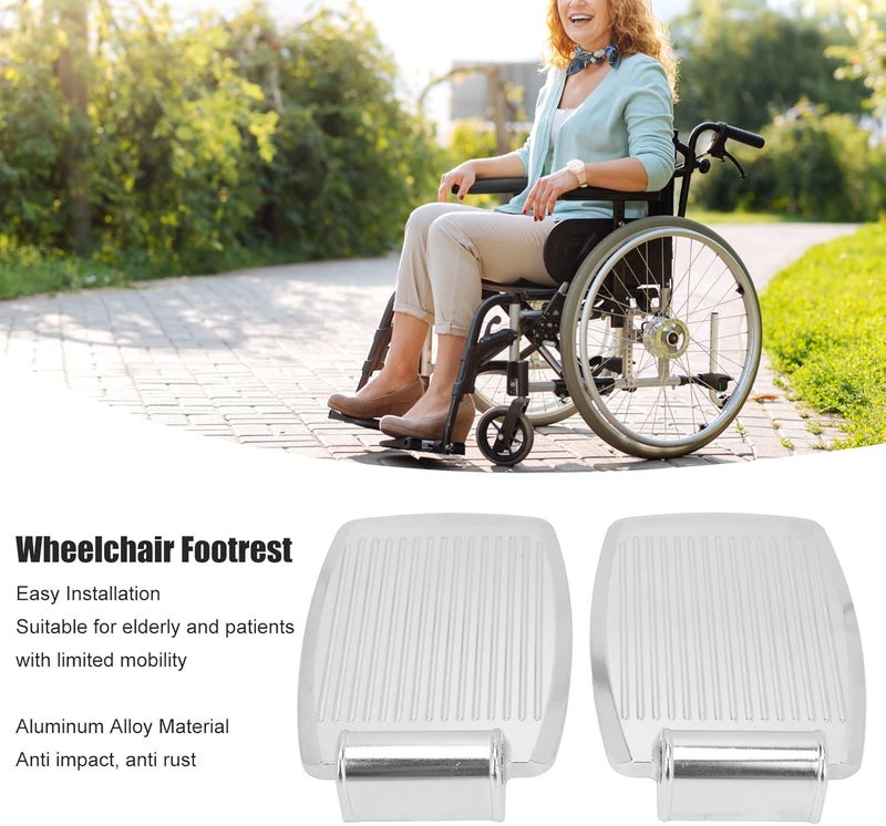 klarako Replacement Wheelchair Footrest 2Pcs Wheelchair Footrests Aluminum Alloy Replacement Wheelchair Foot Pedal Wheelchair Footplate Pedal Accessory Striped Texture Foot Leg Rests - Image 2