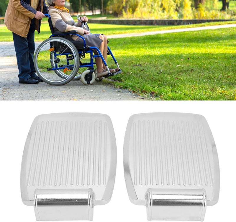 klarako Replacement Wheelchair Footrest 2Pcs Wheelchair Footrests Aluminum Alloy Replacement Wheelchair Foot Pedal Wheelchair Footplate Pedal Accessory Striped Texture Foot Leg Rests - Image 4