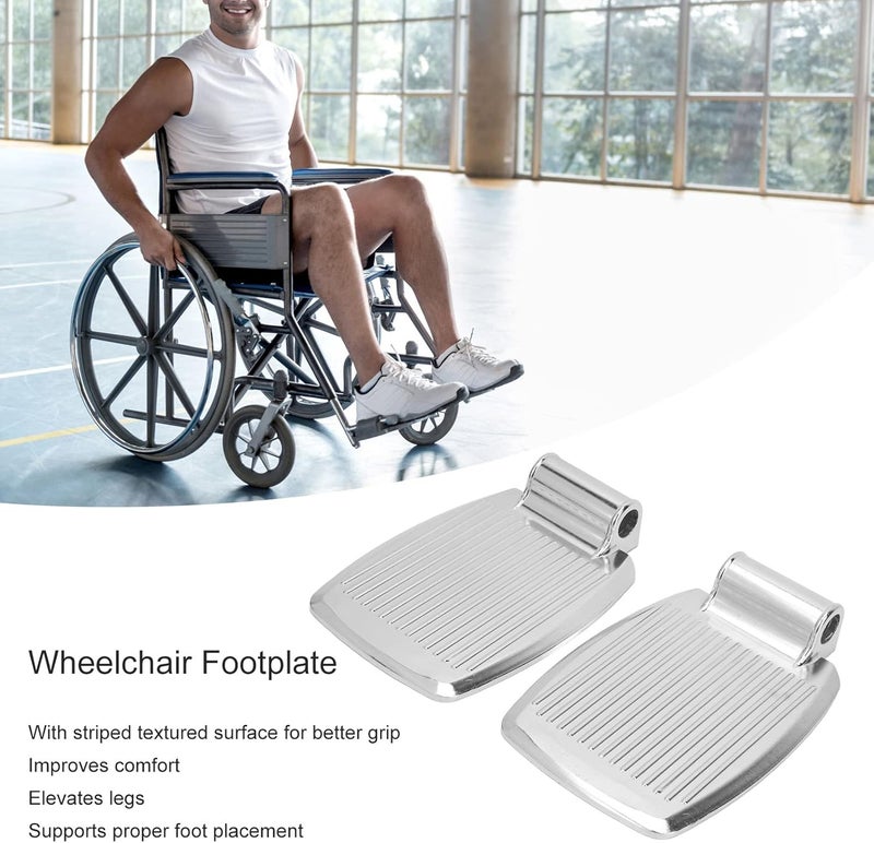 klarako Replacement Wheelchair Footrest 2Pcs Wheelchair Footrests Aluminum Alloy Replacement Wheelchair Foot Pedal Wheelchair Footplate Pedal Accessory Striped Texture Foot Leg Rests - Image 3