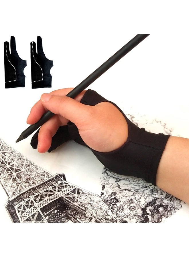 قفاز رسم، قفاز فني رقمي للجهاز اللوحي الرسومي، قفازات الفنان بإصبعين لجهاز iPad، رسم ورق، واقي لطخ، رفض راحة اليد، مناسب لليدين اليسرى واليمنى (جهازان صغيرتان) - Image 1