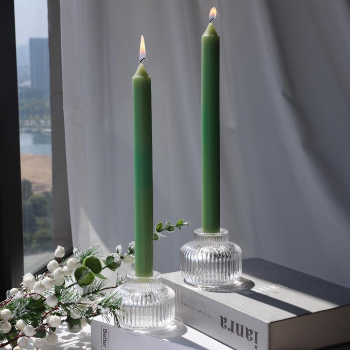 CLEAR TAPER CANDLE HOLDERS SET OF 8 FOR TAPER CANDLESTEA LIGHTS CANDLES RIBBED GLASS CANDLESTICK HOLDERS FOR WEDDING TABLE CENTERPIECE FLUTED VOTIVE CANDLE HOLDERS FOR DINNER PARTY HOME DECOR