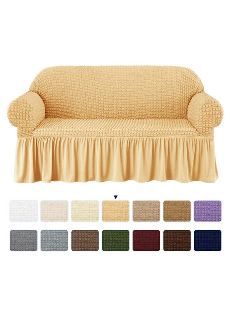 Arabest sofa cover 2 seater Super Stretchable Wrinkle-free Full Coverage Couch Slipcover Exquisitely Detailed Slip Flexible Resistant Jacquard Sofa Cover Dark Beige 100-200cm - Image 5