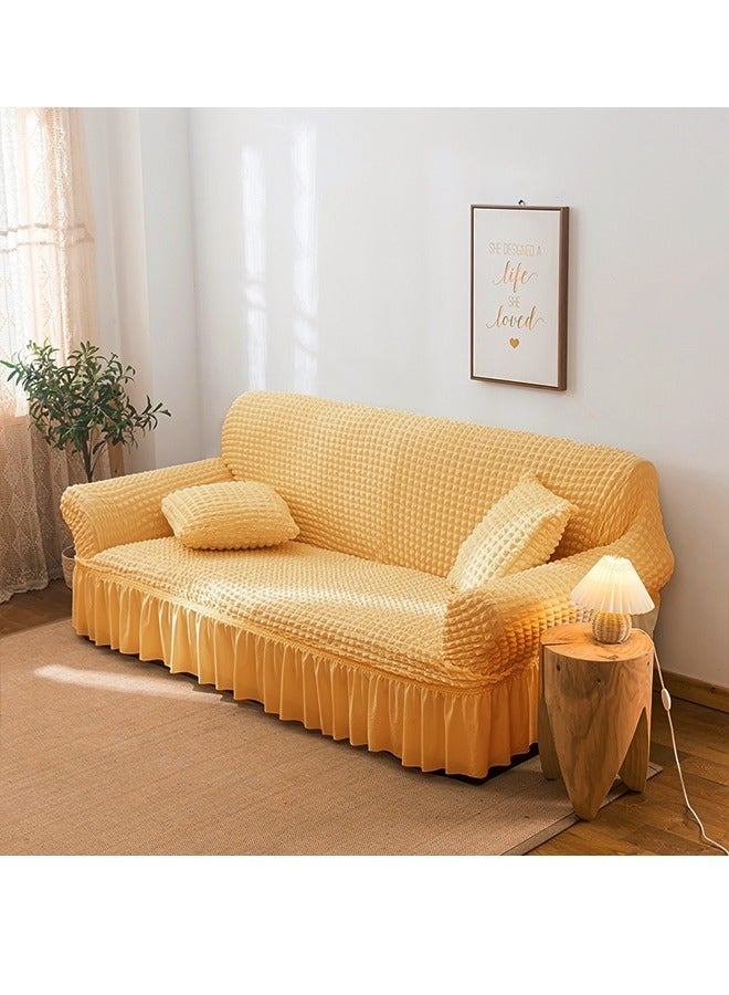 Arabest sofa cover 2 seater Super Stretchable Wrinkle-free Full Coverage Couch Slipcover Exquisitely Detailed Slip Flexible Resistant Jacquard Sofa Cover Dark Beige 100-200cm - Image 3