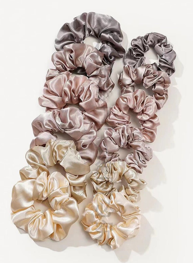 12-Piece Satin Hairbands Women Soft Elastic Hairbands Damage-Free Ponytail Holder Rubber Band Hair Accessories Gifts for Women Teenage Girls - Image 1