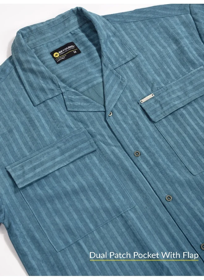 بيونغ Norse Blue Half-Sleeves Shirt for Men