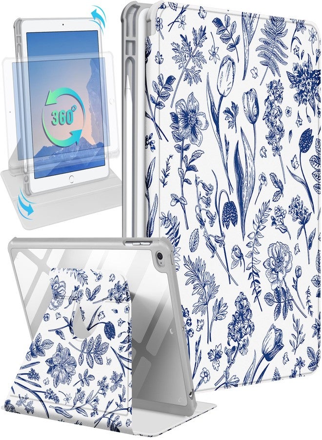 Kidcube for iPad 5th/6th Generation Case, for iPad Air 1st/2nd Gen, for iPad Pro 9.7 Inch Case Women Girls Cute Folio Cover with Pencil Holder Floral Flower Pretty Girly Rotating Stand Cases 2018/2017 - Image 1