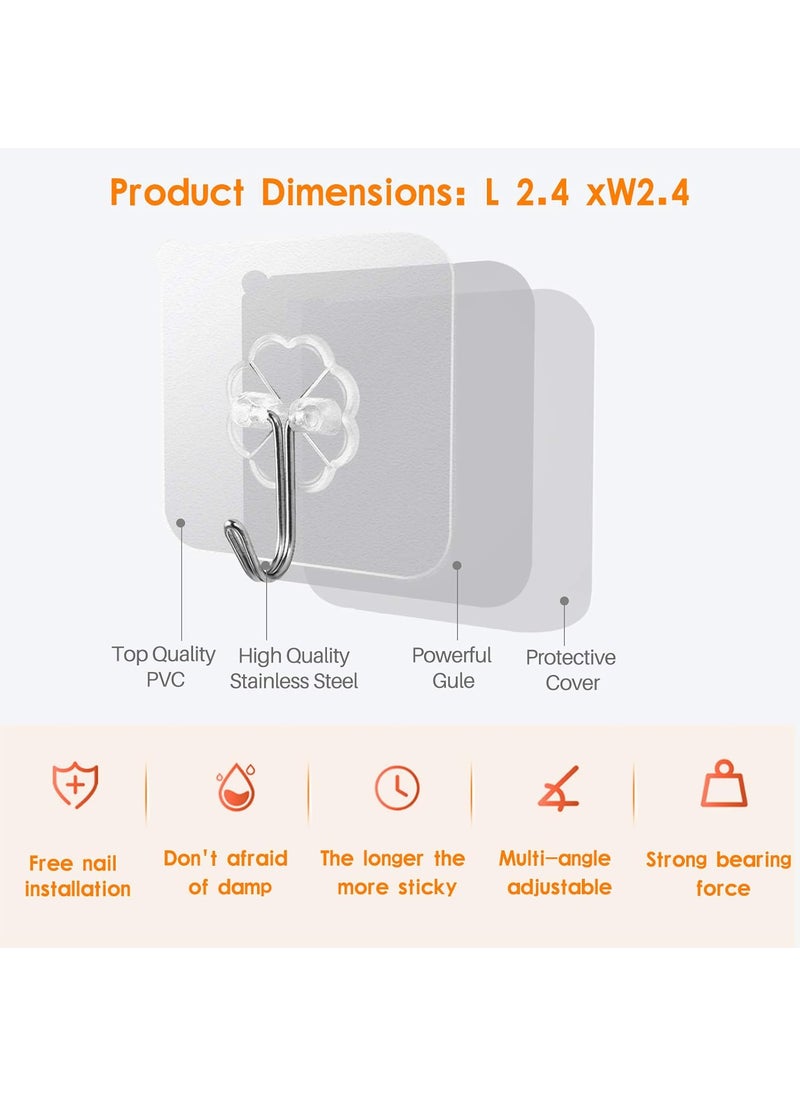 FIFADE FIFADE Strong Adhesive Hooks 33lb15kgMax Transparent Heavy Duty Wall Stick Hooks for Bathroom and Kitchen Hanging Hooks 25 Pack  - Image 3