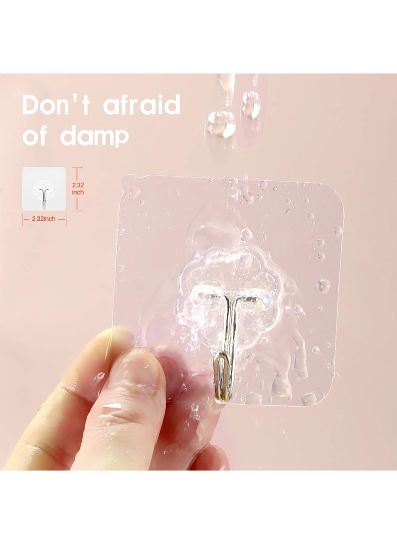 FIFADE FIFADE Strong Adhesive Hooks 33lb15kgMax Transparent Heavy Duty Wall Stick Hooks for Bathroom and Kitchen Hanging Hooks 25 Pack  - Image 4