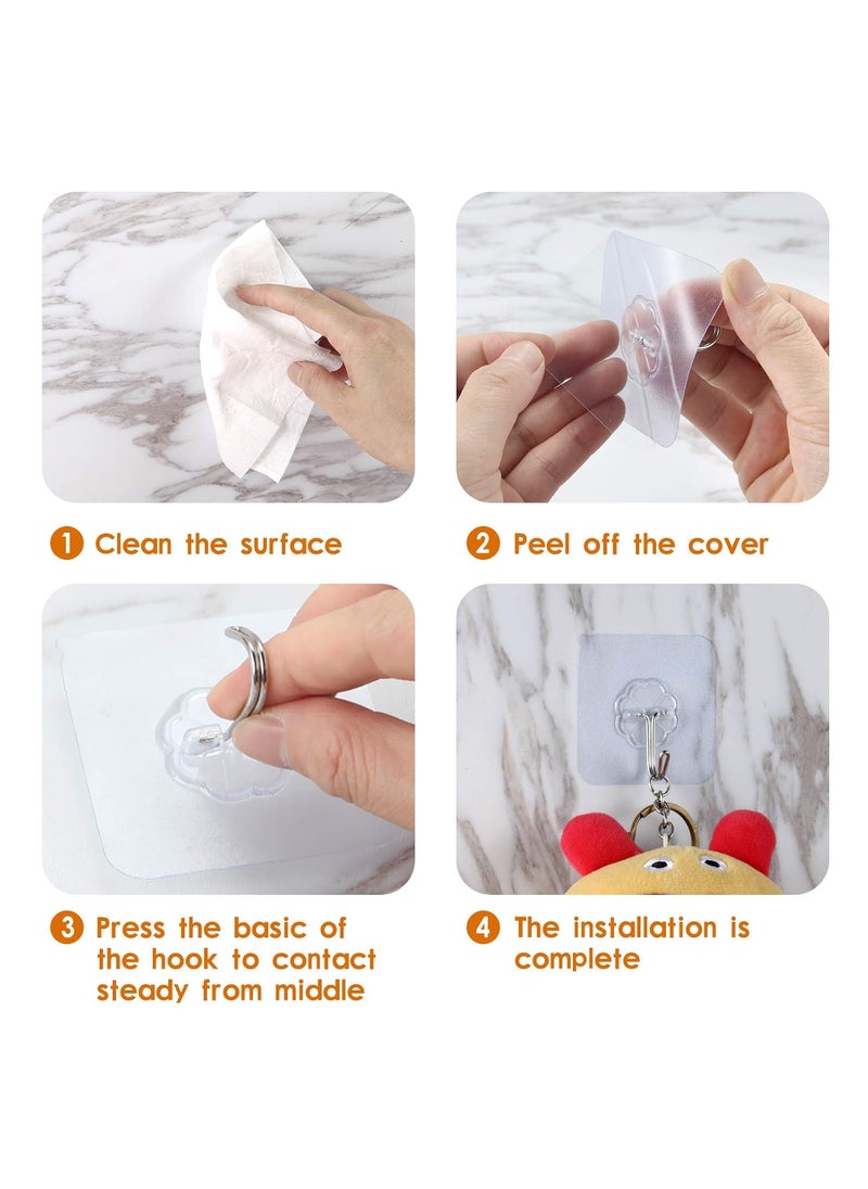 FIFADE FIFADE Strong Adhesive Hooks 33lb15kgMax Transparent Heavy Duty Wall Stick Hooks for Bathroom and Kitchen Hanging Hooks 25 Pack  - Image 2