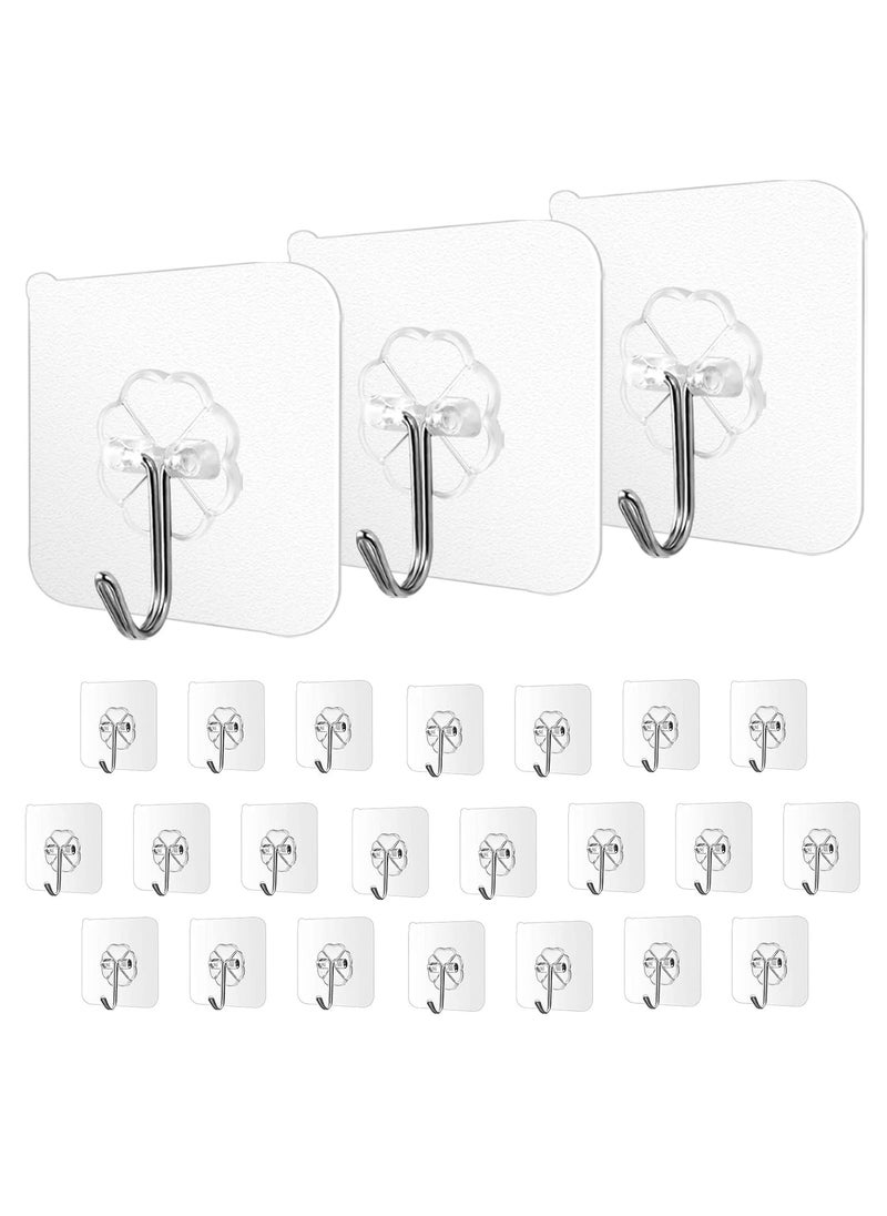 FIFADE FIFADE Strong Adhesive Hooks 33lb15kgMax Transparent Heavy Duty Wall Stick Hooks for Bathroom and Kitchen Hanging Hooks 25 Pack  - Image 1