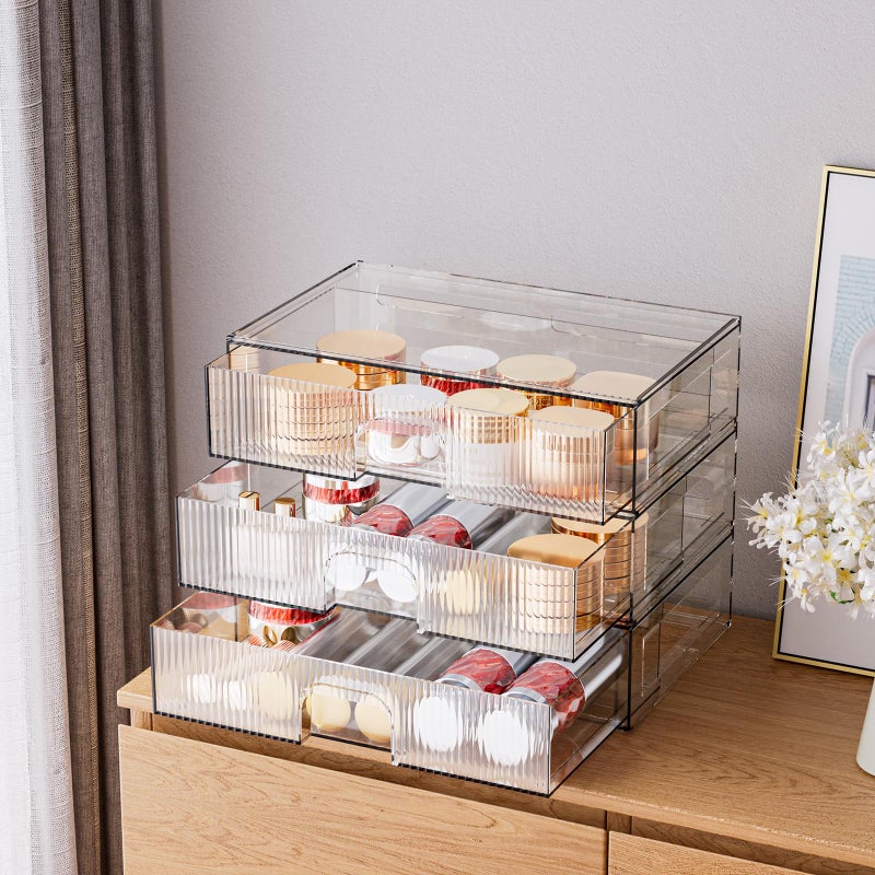 ZHIAI ZHIAI Stackable Storage Drawer  3 Piece Acrylic Organiser for Cosmetics and Beauty Products  Suitable for Dressers  Bathrooms  Cabinets  Storage Rooms  Bedrooms and Home Organisers  - Image 3