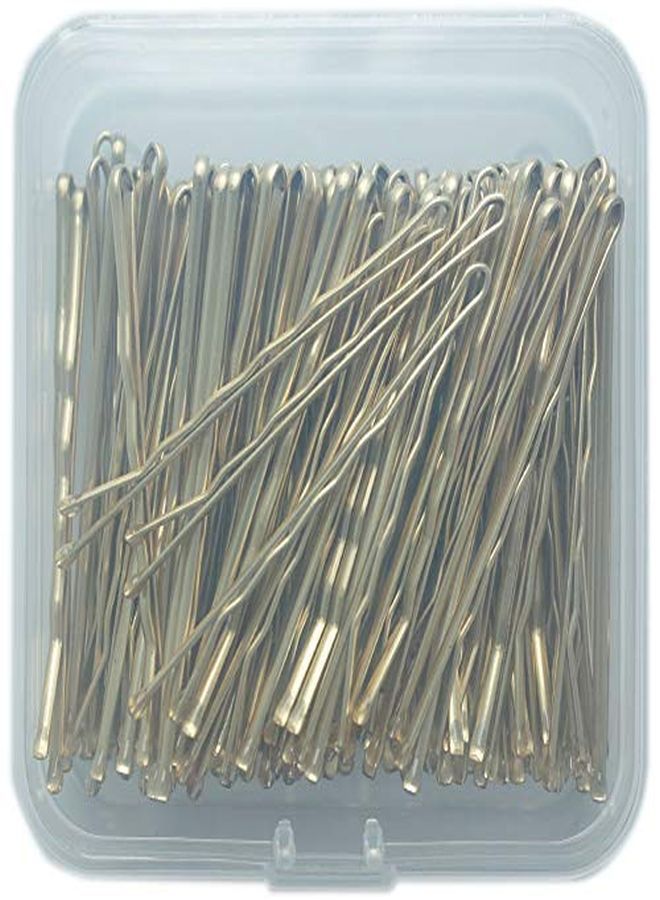 ScivoKaval Bobby Pins Bulk Champagne Gold For Blonde 100 Count Hair Bob Pins Bulk In A Case Box Tub, 2.2 Inch - Image 1