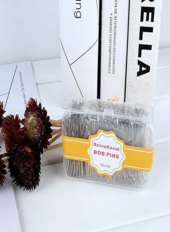 ScivoKaval Bobby Pins Bulk Champagne Gold For Blonde 100 Count Hair Bob Pins Bulk In A Case Box Tub, 2.2 Inch - Image 4